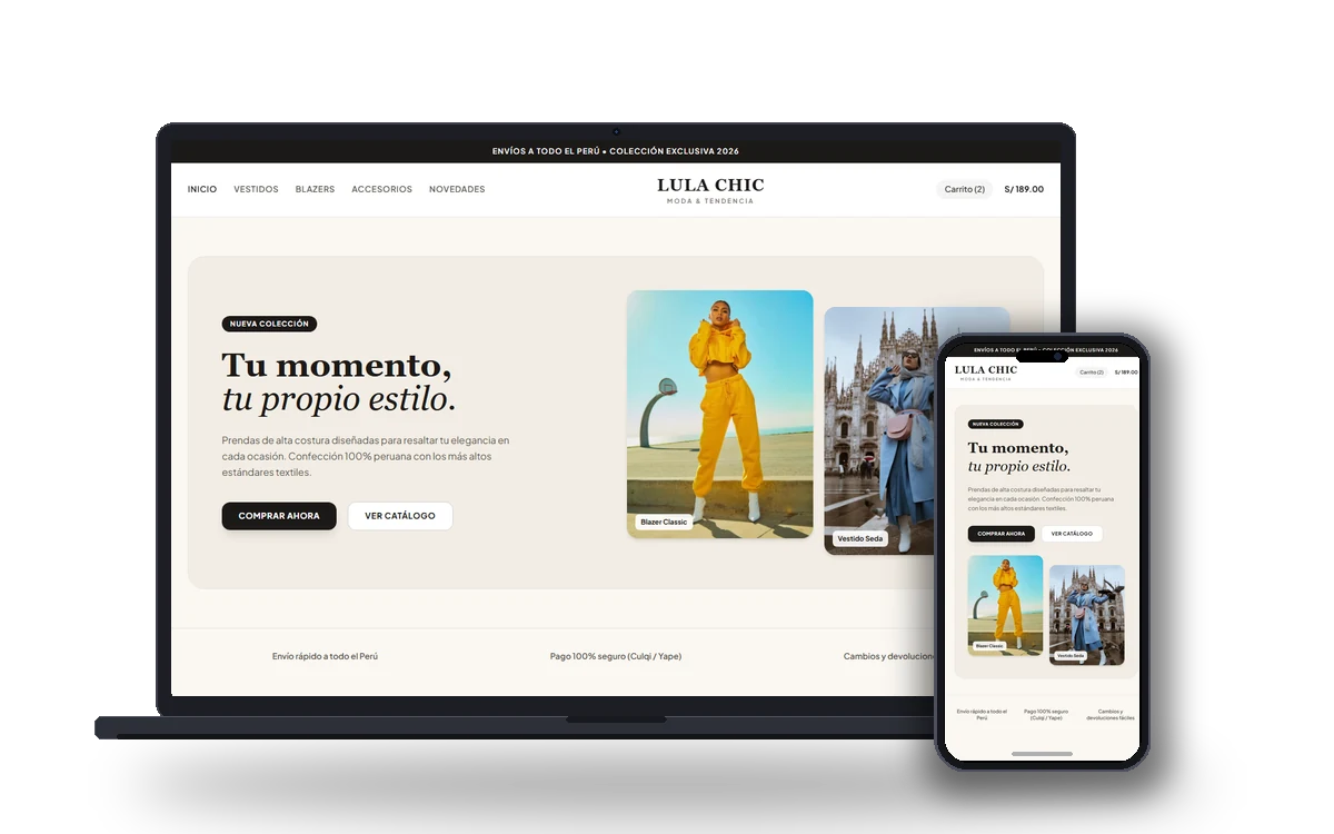 E-commerce & Tienda de Moda - Maqueta y diseño web DEVINAV