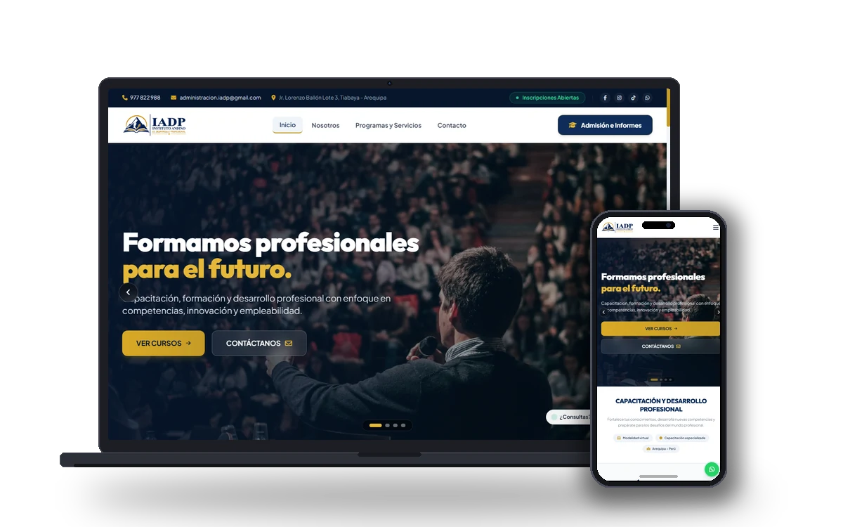 IADP - Instituto Andino de Desarrollo Profesional - Maqueta y diseño web DEVINAV