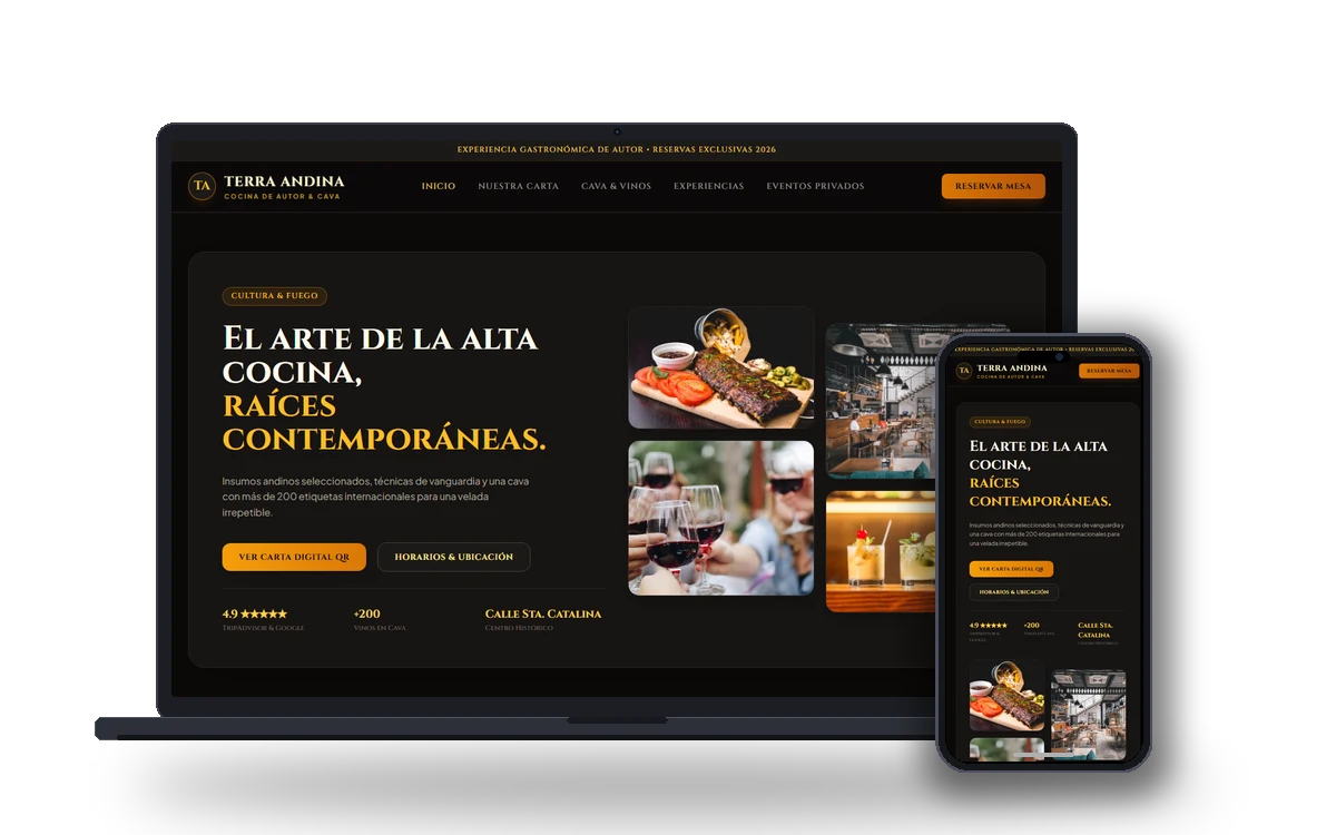Terra Andina - Restaurante & Bar Gourmet - Maqueta y diseño web DEVINAV