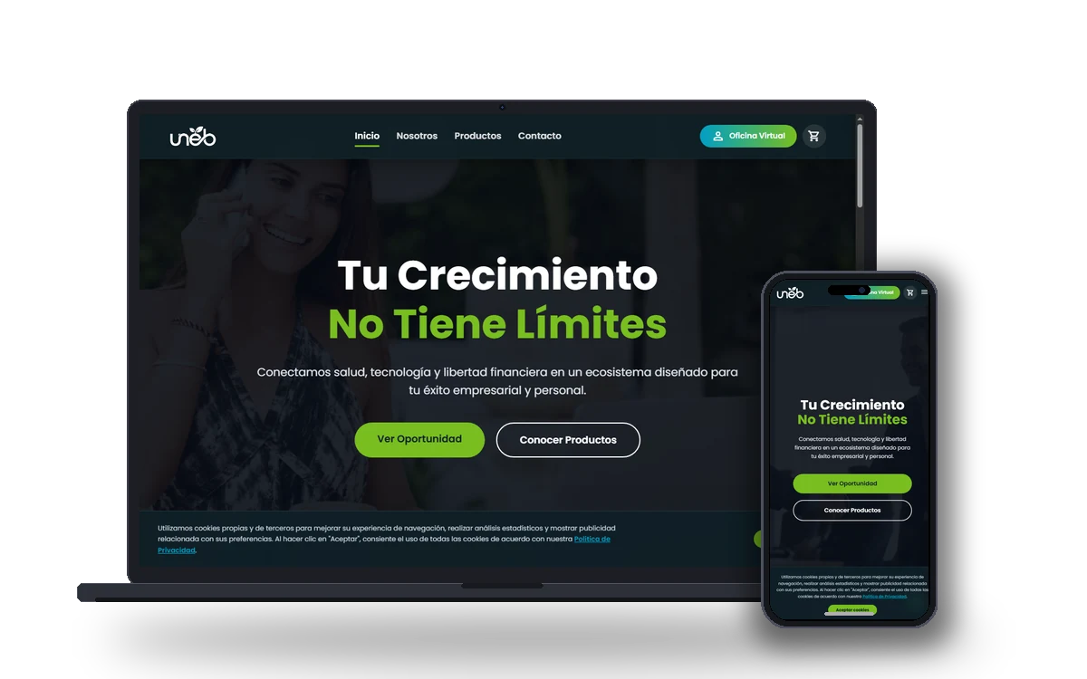 Grupo UNEB - Bienestar y Negocios - Maqueta y diseño web DEVINAV